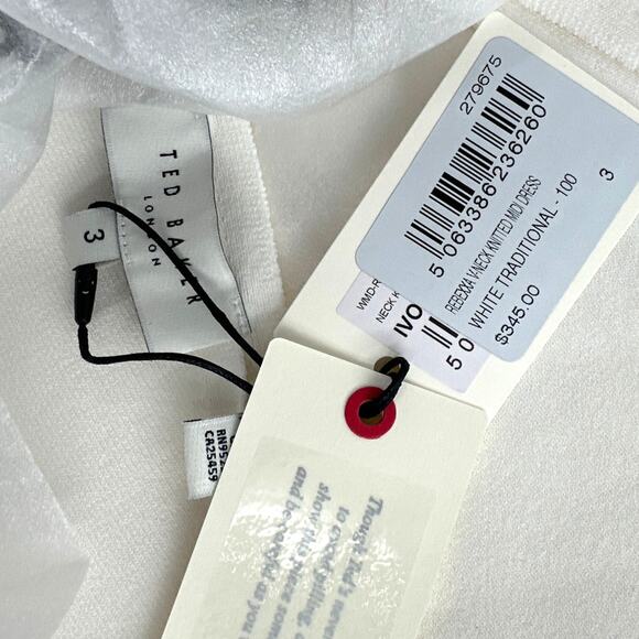 Ted Baker Ivory Wide Sleeve Knitted Bodycon Midi Dress Size US 8 - Picture 5 of 10